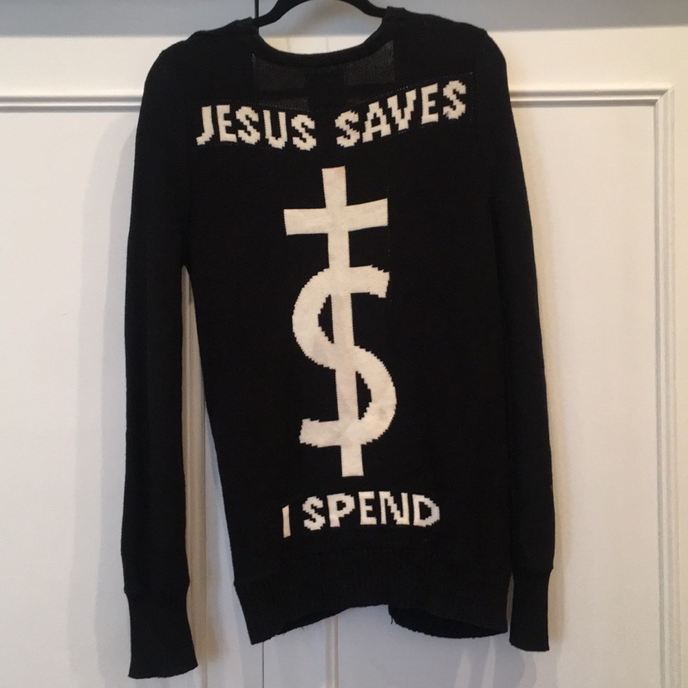 Jesus Saves I Spent UNIF Sweater Small - Picture 1 of 6